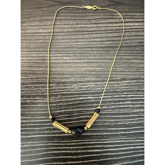 Vintage Napier Gold and Black Elegant Simple Necklace - Picture 1 of 4